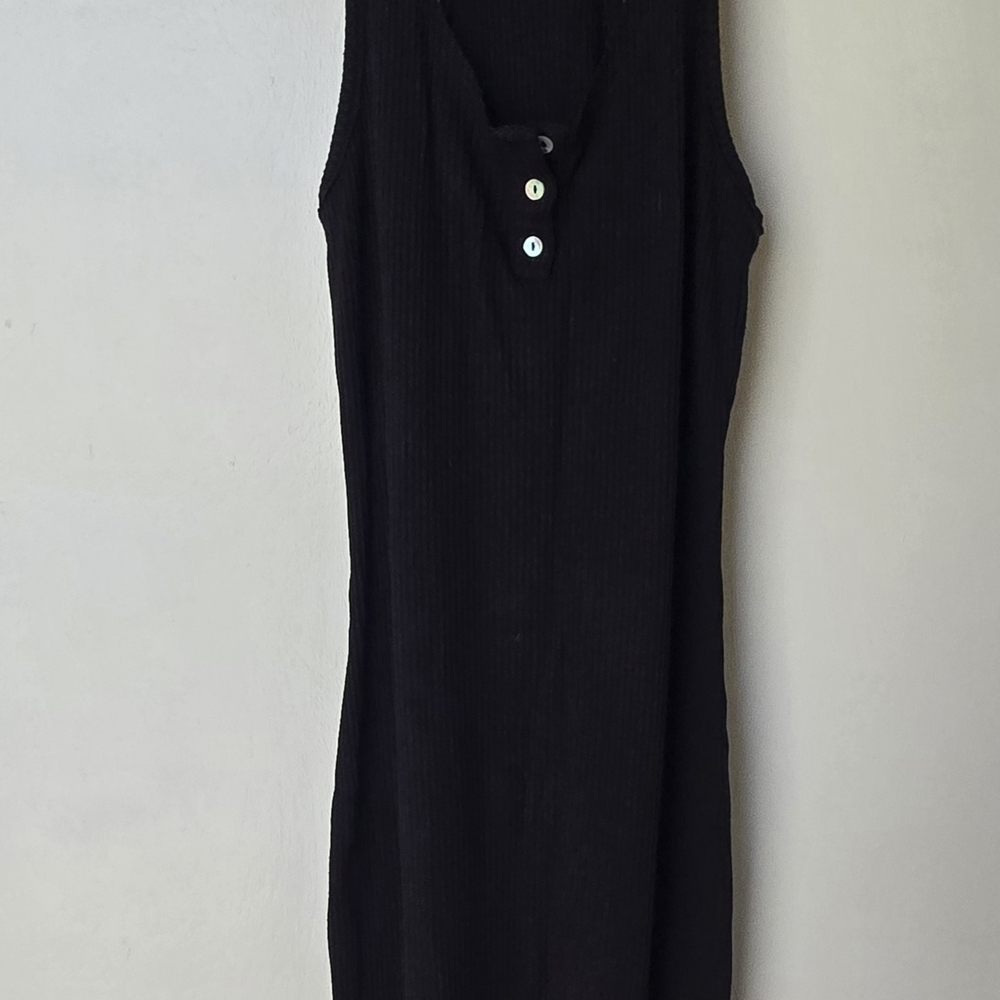Black Sleeveless Ribbed Bodycon Dress